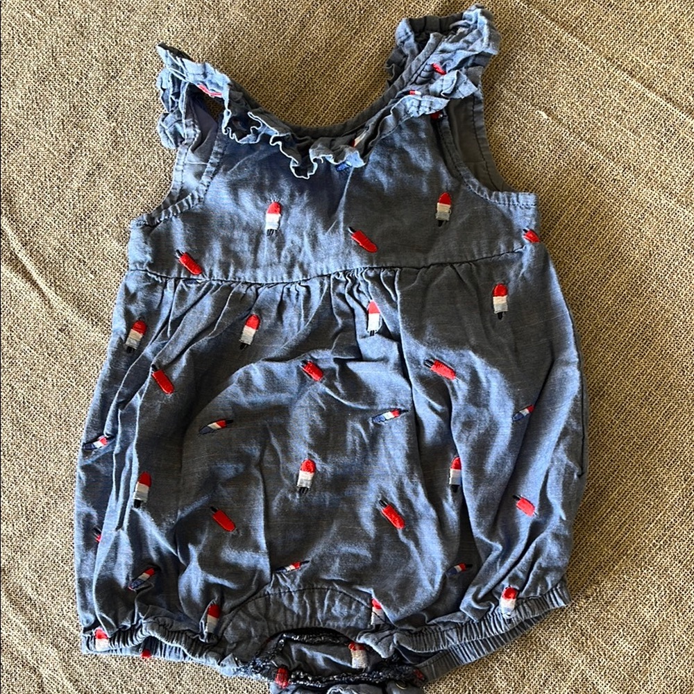Blue Baby Romper with Popsicle Print